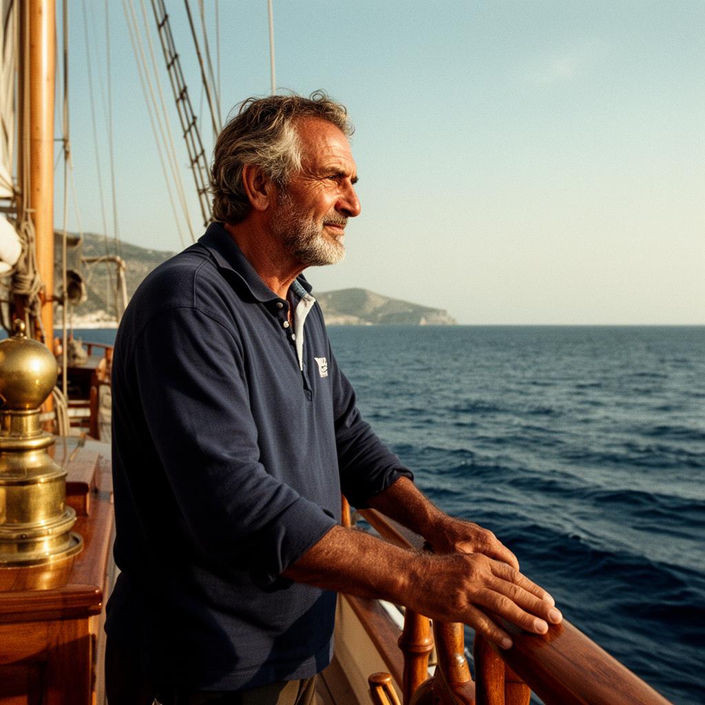 Captain Vasilis Makarounas on the deck of the Princess